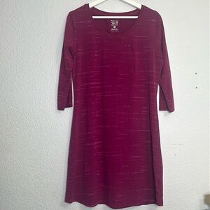 Mountain Hardware Women’s Size Large Burgundy 3/4 Sleeve Short Cotton Dress